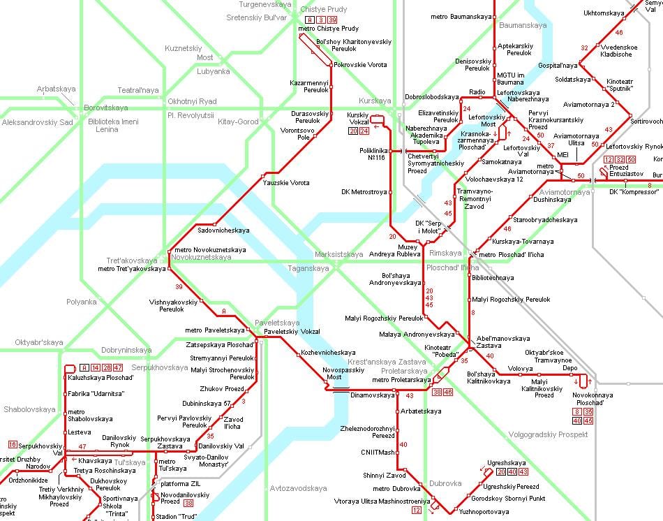 แผนที่ของ Moskva กระเช้า