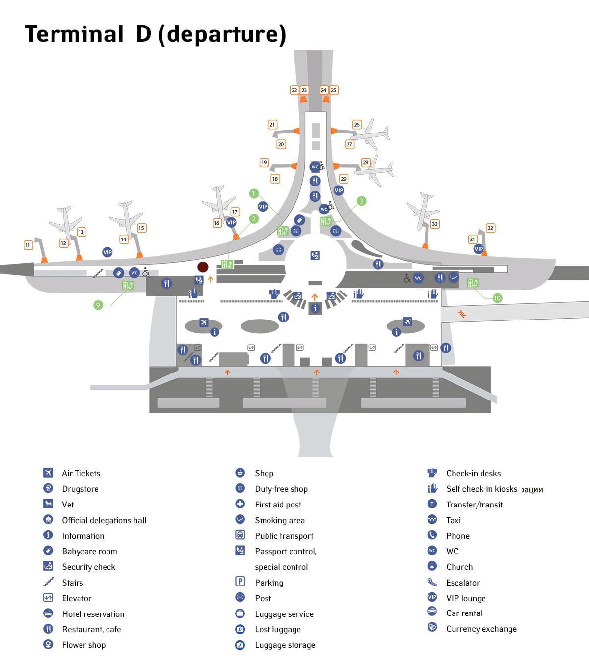 Sheremetyevo นแผนที่สนามบินเทอร์มินัล d