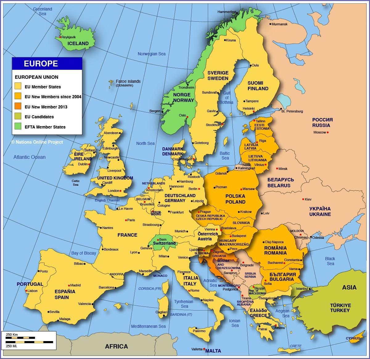 มอสโคว์อยู่บนแผนที่ของยุโรป