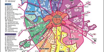 แผนที่ของมอสโคว์ arrondissement
